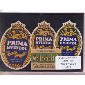 �l og Sodavands Etiketter - Faxe Bryggeri - 4 Stk.