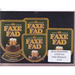 �l og Sodavands Etiketter - Faxe Bryggeri - 4 Stk.