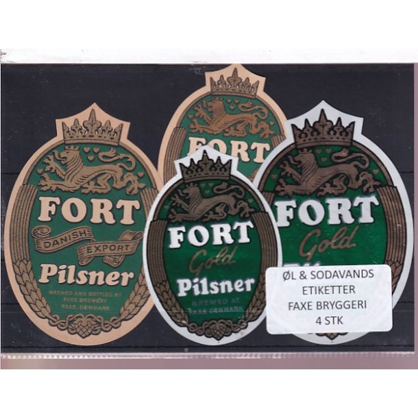 �l og Sodavands Etiketter - Faxe Bryggeri - 4 Stk.