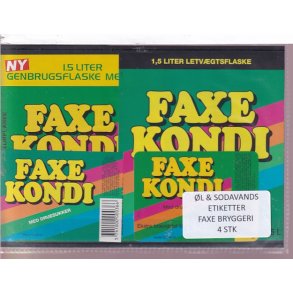 �l og Sodavands Etiketter - Faxe Bryggeri - 4 Stk.