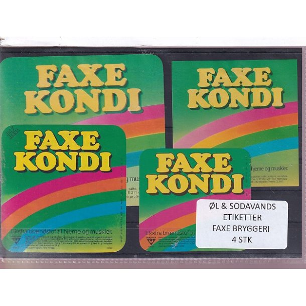 �l og Sodavands Etiketter - Faxe Bryggeri - 4 Stk.
