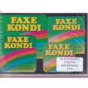 �l og Sodavands Etiketter - Faxe Bryggeri - 4 Stk.