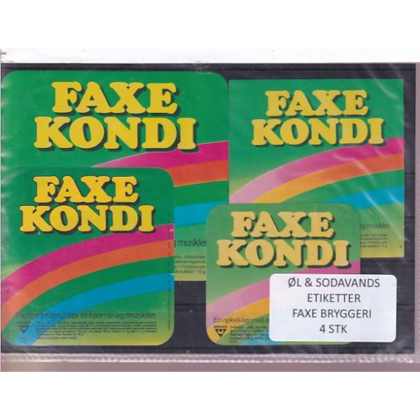 �l og Sodavands Etiketter - Faxe Bryggeri - 4 Stk.