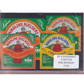 �l og Sodavands Etiketter - Faxe Bryggeri - 4 Stk.