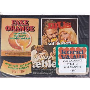 �l og Sodavands Etiketter - Faxe Bryggeri - 4 Stk.