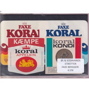 �l og Sodavands Etiketter - Faxe Bryggeri - 4 Stk.