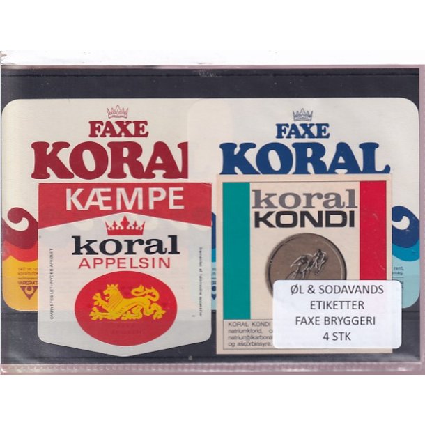 �l og Sodavands Etiketter - Faxe Bryggeri - 4 Stk.