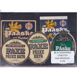 �l og Sodavands Etiketter - Faxe Bryggeri - 5 Stk.