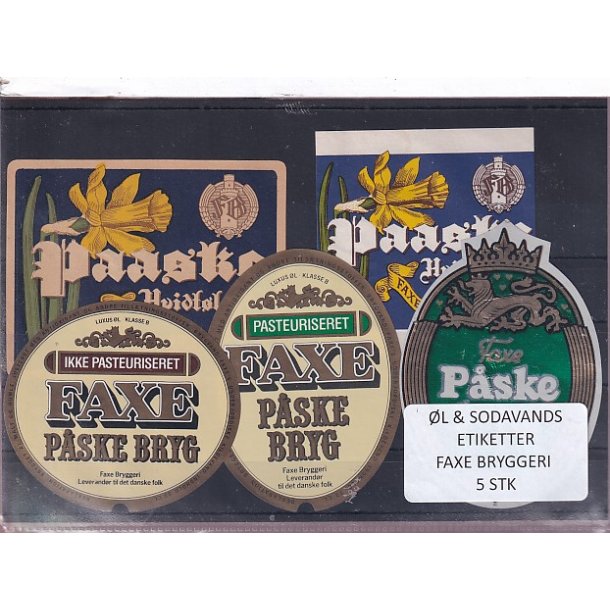 �l og Sodavands Etiketter - Faxe Bryggeri - 5 Stk.