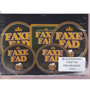 �l og Sodavands Etiketter - Faxe Bryggeri - 5 Stk.