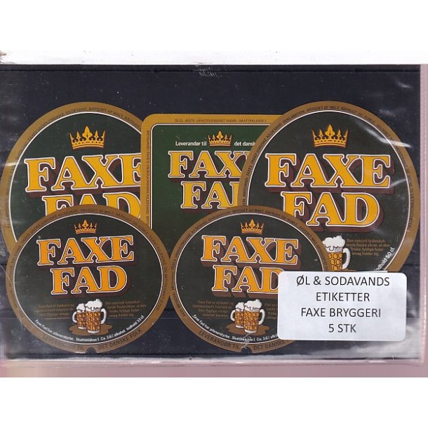 �l og Sodavands Etiketter - Faxe Bryggeri - 5 Stk.