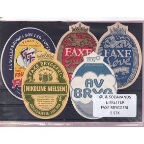 �l og Sodavands Etiketter - Faxe Bryggeri - 5 Stk.