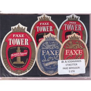�l og Sodavands Etiketter - Faxe Bryggeri - 5 Stk.