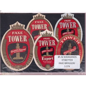 �l og Sodavands Etiketter - Faxe Bryggeri - 5 Stk.
