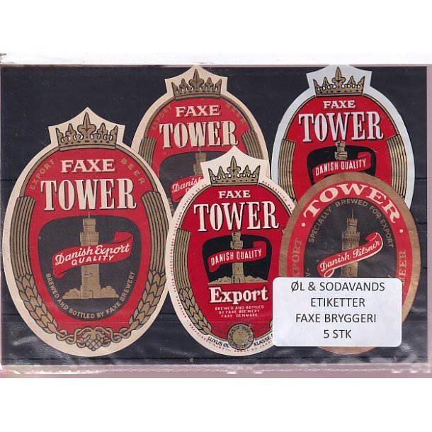 �l og Sodavands Etiketter - Faxe Bryggeri - 5 Stk.