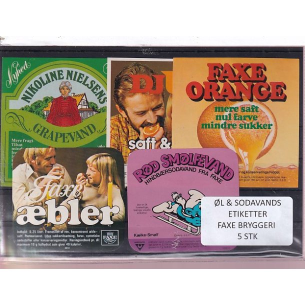 �l og Sodavands Etiketter - Faxe Bryggeri - 5 Stk.