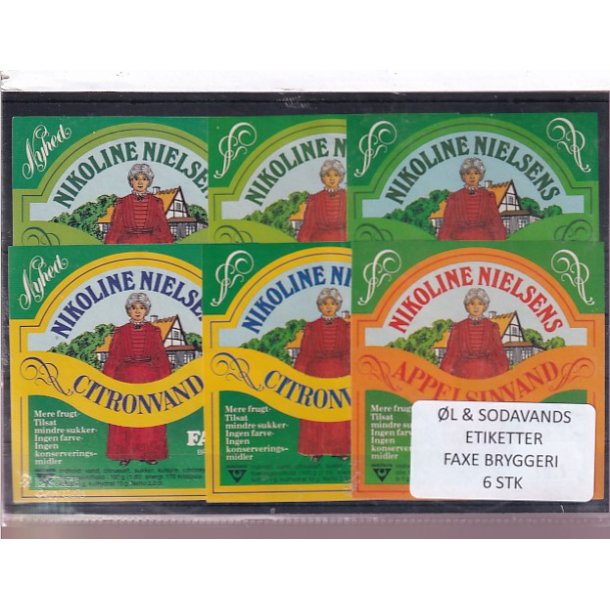 �l og Sodavands Etiketter - Faxe Bryggeri - 6 Stk.