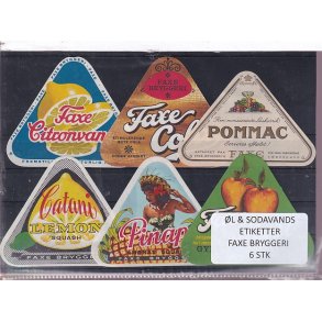 �l og Sodavands Etiketter - Faxe Bryggeri - 6 Stk.