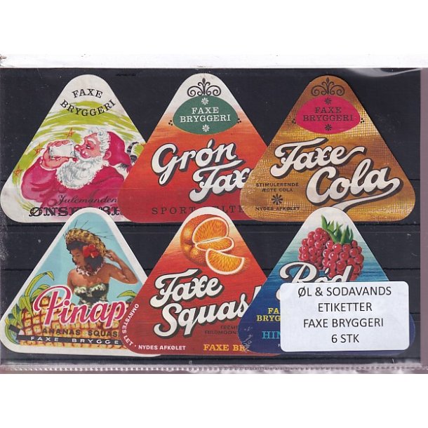 �l og Sodavands Etiketter - Faxe Bryggeri - 6 Stk.