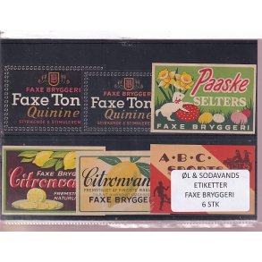 �l og Sodavands Etiketter - Faxe Bryggeri - 6 Stk.