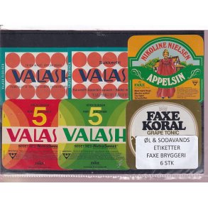 �l og Sodavands Etiketter - Faxe Bryggeri - 6 Stk.