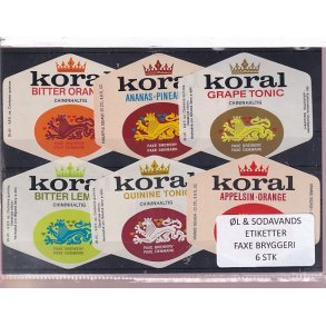 �l og Sodavands Etiketter - Faxe Bryggeri - 6 Stk.