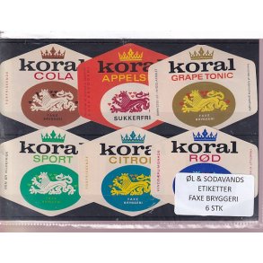 �l og Sodavands Etiketter - Faxe Bryggeri - 6 Stk.
