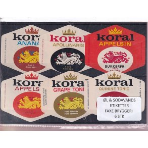 �l og Sodavands Etiketter - Faxe Bryggeri - 6 Stk.