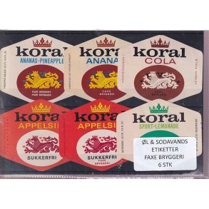 �l og Sodavands Etiketter - Faxe Bryggeri - 6 Stk.
