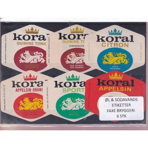 �l og Sodavands Etiketter - Faxe Bryggeri - 6 Stk.