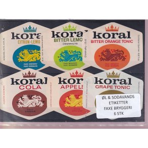 �l og Sodavands Etiketter - Faxe Bryggeri - 6 Stk.