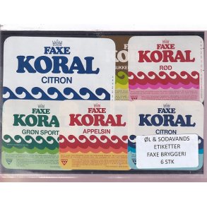 �l og Sodavands Etiketter - Faxe Bryggeri - 6 Stk.