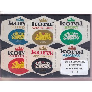 �l og Sodavands Etiketter - Faxe Bryggeri - 6 Stk.