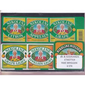 �l og Sodavands Etiketter - Faxe Bryggeri - 6 Stk.