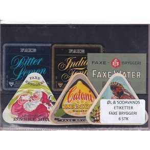 �l og Sodavands Etiketter - Faxe Bryggeri - 6 Stk.