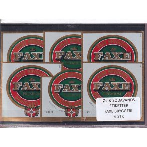 �l og Sodavands Etiketter - Faxe Bryggeri - 6 Stk.
