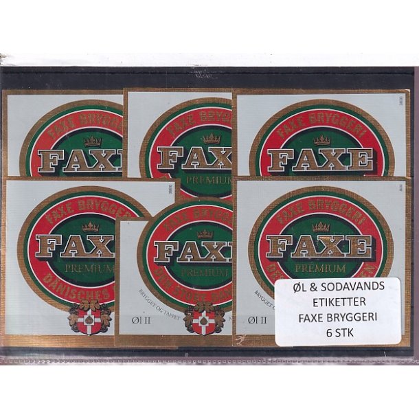 �l og Sodavands Etiketter - Faxe Bryggeri - 6 Stk.