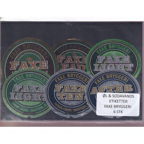 �l og Sodavands Etiketter - Faxe Bryggeri - 6 Stk.