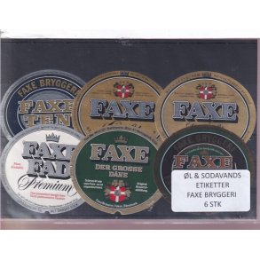 �l og Sodavands Etiketter - Faxe Bryggeri - 6 Stk.