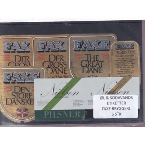 �l og Sodavands Etiketter - Faxe Bryggeri - 6 Stk.