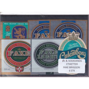 �l og Sodavands Etiketter - Faxe Bryggeri - 6 Stk.