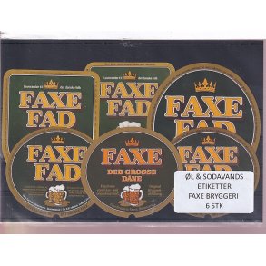 �l og Sodavands Etiketter - Faxe Bryggeri - 6 Stk.