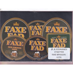 �l og Sodavands Etiketter - Faxe Bryggeri - 6 Stk.
