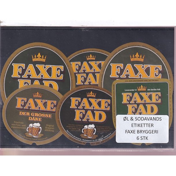�l og Sodavands Etiketter - Faxe Bryggeri - 6 Stk.