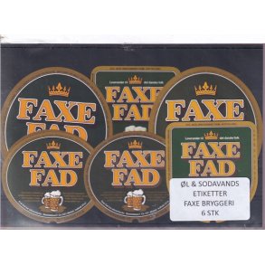 �l og Sodavands Etiketter - Faxe Bryggeri - 6 Stk.