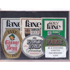�l og Sodavands Etiketter - Faxe Bryggeri - 6 Stk.