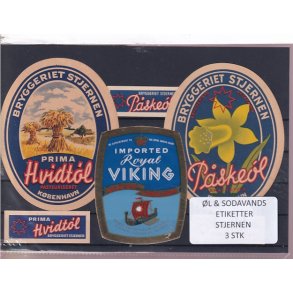 �l og Sodavands Etiketter - Bryggeriet Stjernen - 3 Stk.