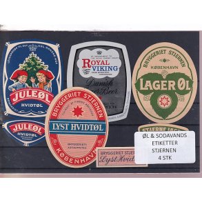�l og Sodavands Etiketter - Bryggeriet Stjernen - 4 Stk.