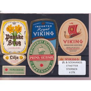 �l og Sodavands Etiketter - Bryggeriet Stjernen - 4 Stk.