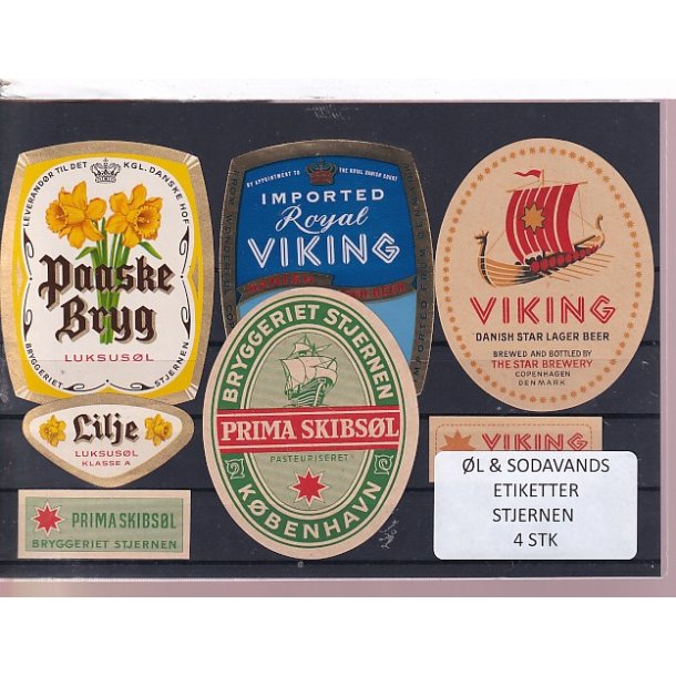 �l og Sodavands Etiketter - Bryggeriet Stjernen - 4 Stk.